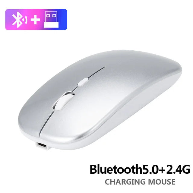 Mouse sem fio Bluetooth, USB Optical, Recarregável, Computador, Laptop, PC, Macbook Gaming, Gamer, Novo, 2.4GHz, 1600DPI